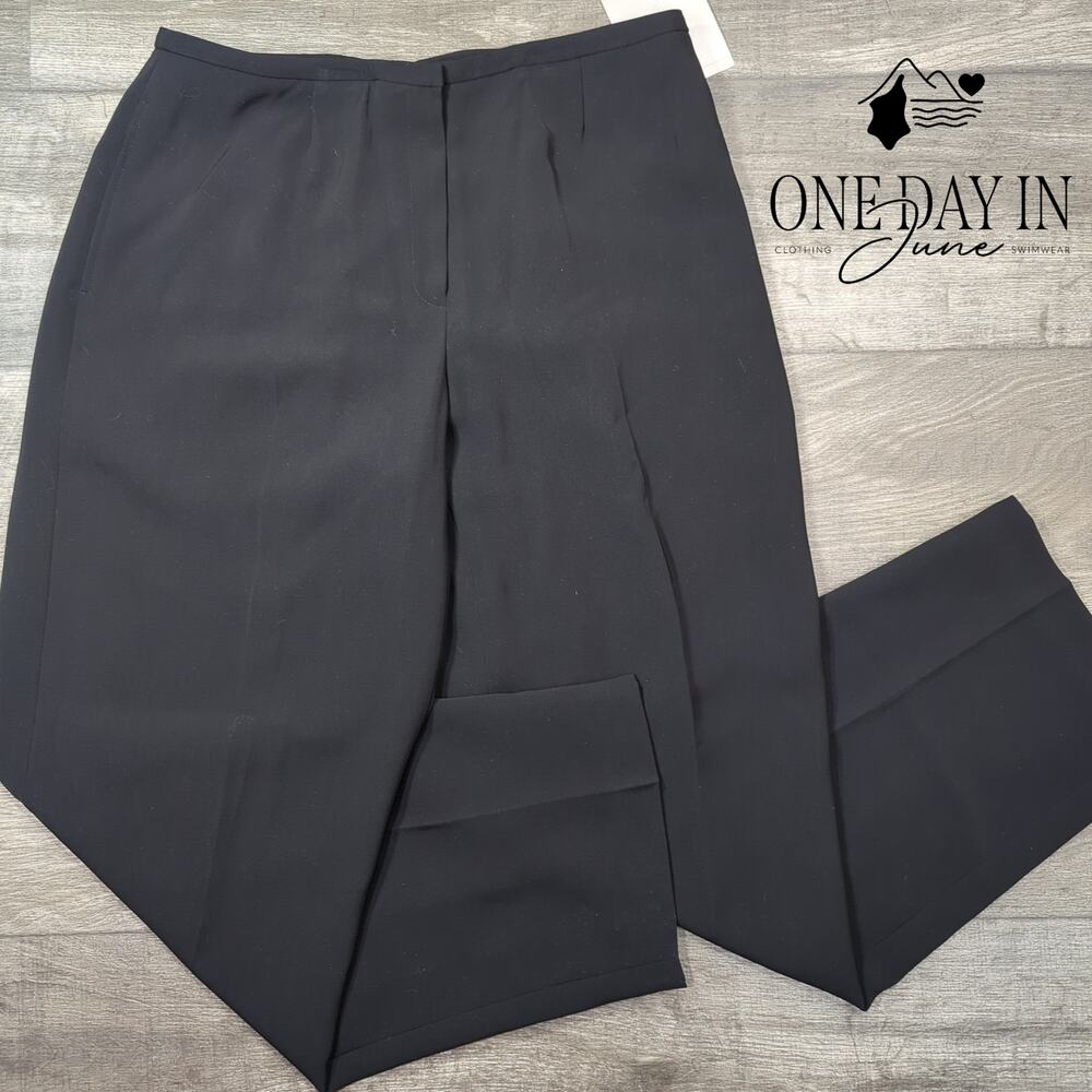 Liz Claiborne Modern Status Dress Pants Petite Black Straight Leg NWT Size 14